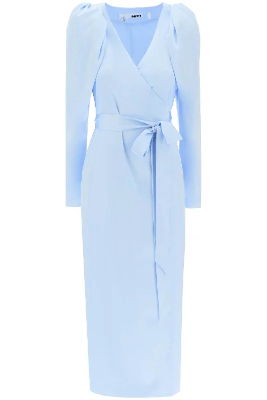 satin wrap midi dress with a crossover 1121651996 Placid Blue Stylish Striped Midi Dress