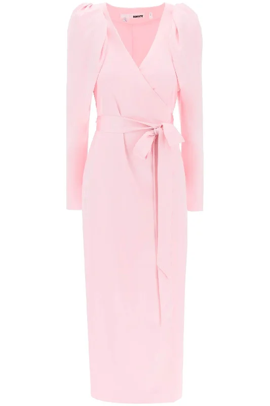 satin wrap midi dress with a crossover 112165345 Blushing Bride Elegant Satin Slip Midi Dress