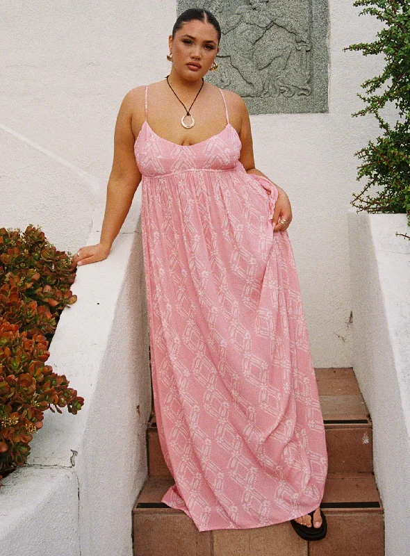 Seabreeze Maxi Dress Pink Curve Fashionable Chiffon Maxi Dress