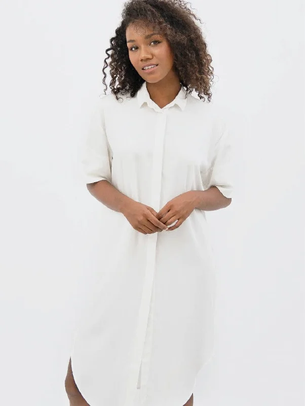 Seville TENCEL™ Midi Dress | Porcelain Trendy Flared Sleeve Midi Dress
