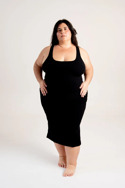 Shinni Neck Midi Dress Petite In Black Fashionable Pleated Midi Dress
