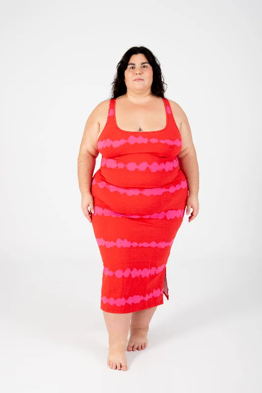 Shinni Neck Midi Dress Petite In Blot Red Comfortable Empire Waist Midi Dress