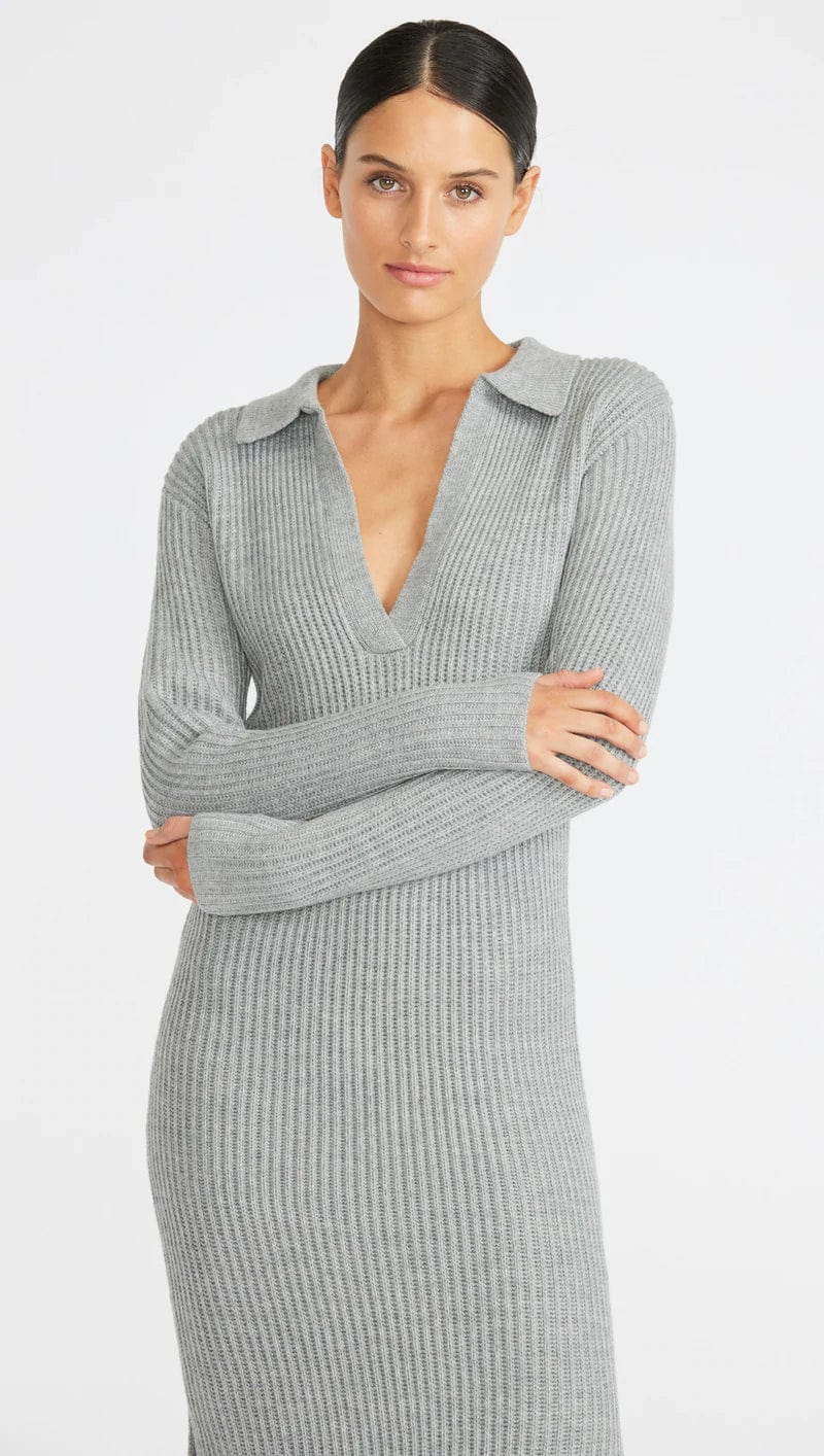 Staple The Label | Ivy Knit Midi Dress | Grey Marle Stylish Halter Neck Midi Dress
