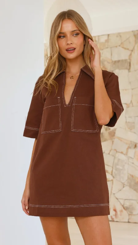 Tara Mini Dress - Chocolate Classic Floral Mini Dress