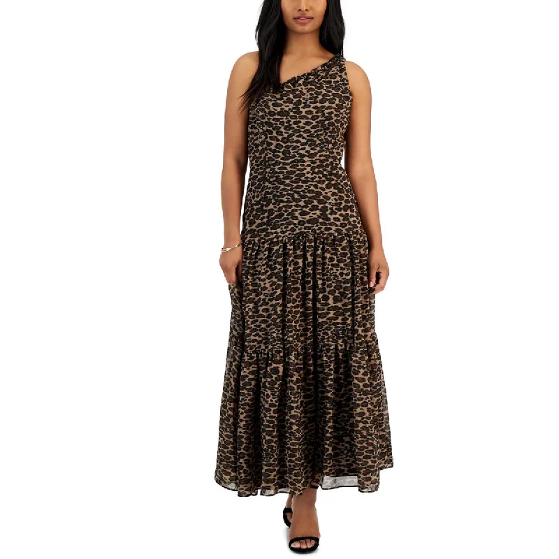 Taylor Womens Animal Print Chiffon Maxi Dress Trendy Floral Print Maxi Dress