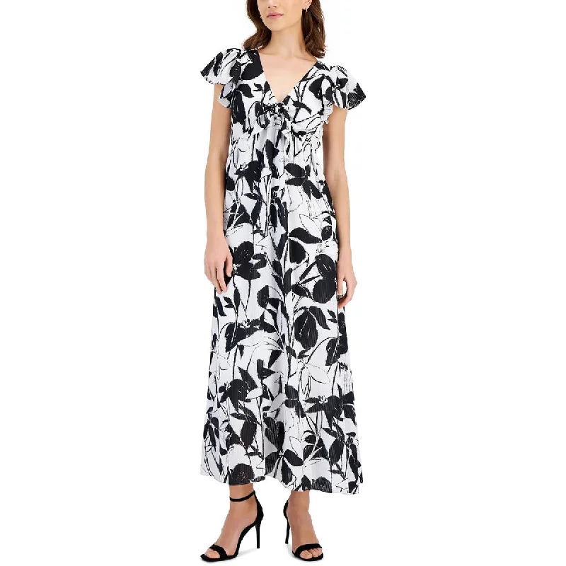 Taylor Womens Printed Chiffon Maxi Dress Elegant Maxi Dress with Drapes