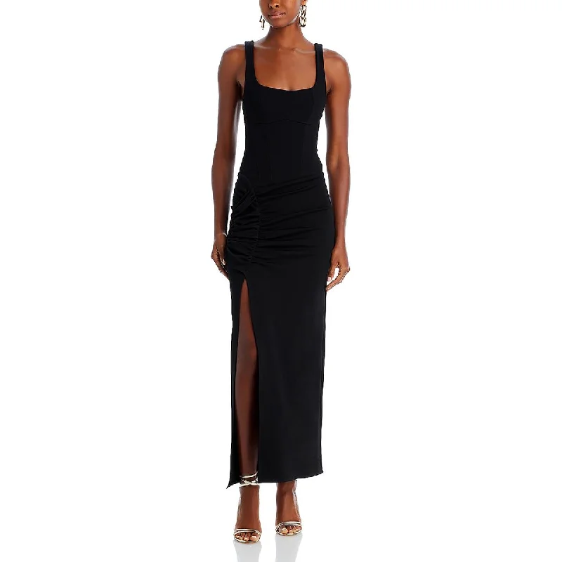 The Mannei Womens Wishaw Ruched  Maxi Dress Classic Solid Maxi Dress