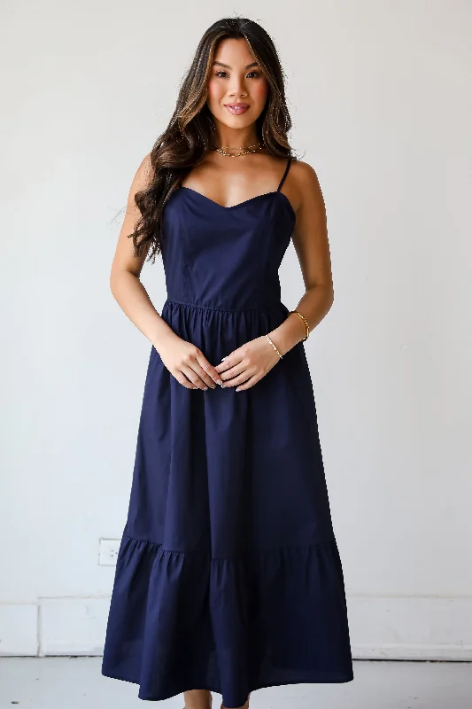 FINAL SALE - Timeless Disposition Navy Midi Dress Trendy Knit Midi Dress