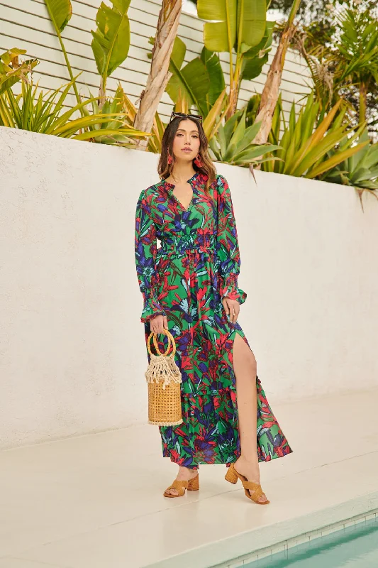 Tropical State of Mind Leandra Ruffle Maxi Dress Fashionable Faux Wrap Maxi Dress
