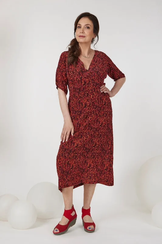 Vesta Ophelia Midi Dress - Sunburst Stylish Tiered Midi Dress