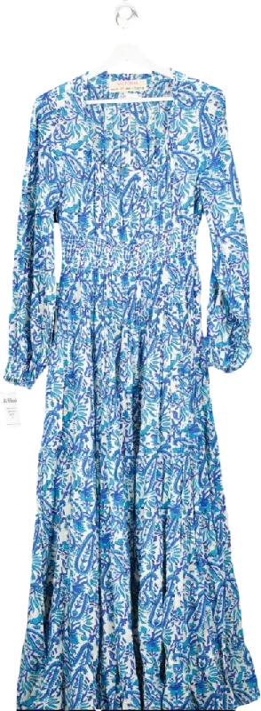 Victoria Blue Floral Maxi Dress UK S/M Cozy Ribbed Maxi Dress