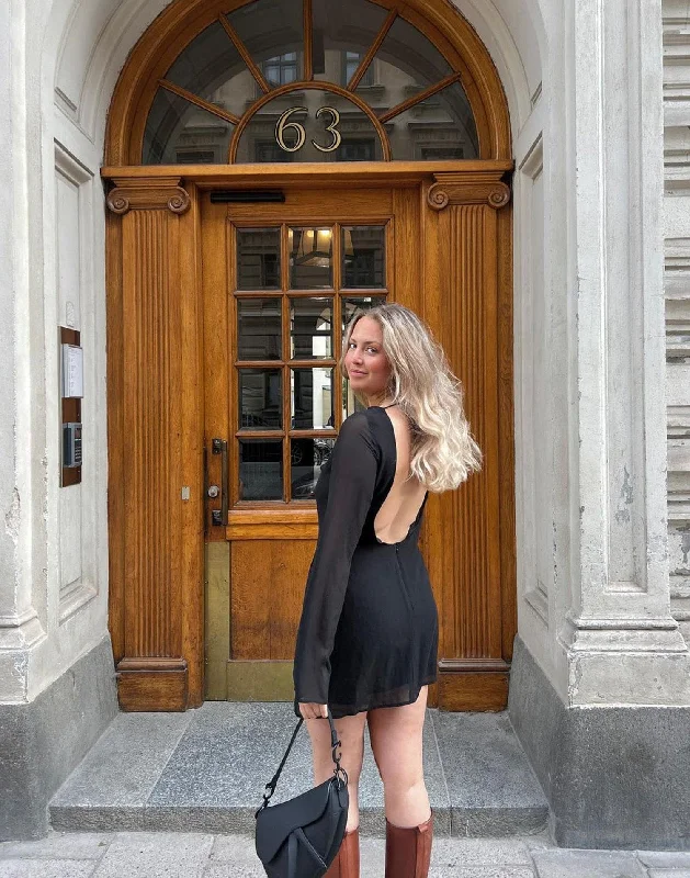 Virgo Mini Dress (Black) Chic Puff Sleeve Mini Dress