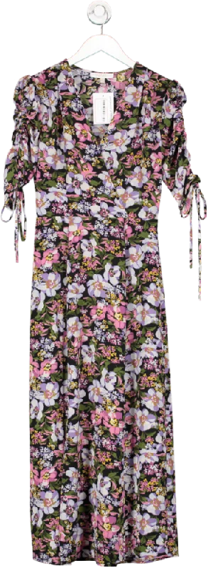 wayf Multicoloured Floral Print Maxi Dress UK XS Trendy Maxi Dress with Belt