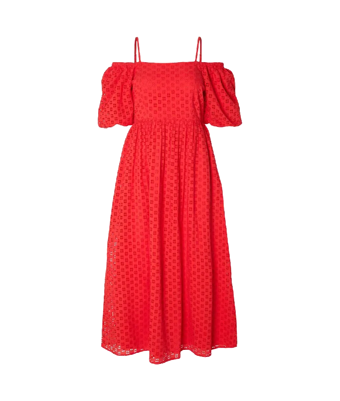 Off-shoulder Maxi Dress - Red Fashionable Faux Wrap Maxi Dress