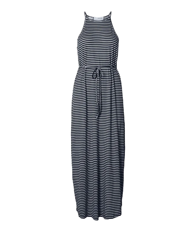 Striped Maxi Dress - Multi Fashionable Off-Shoulder Maxi Dress