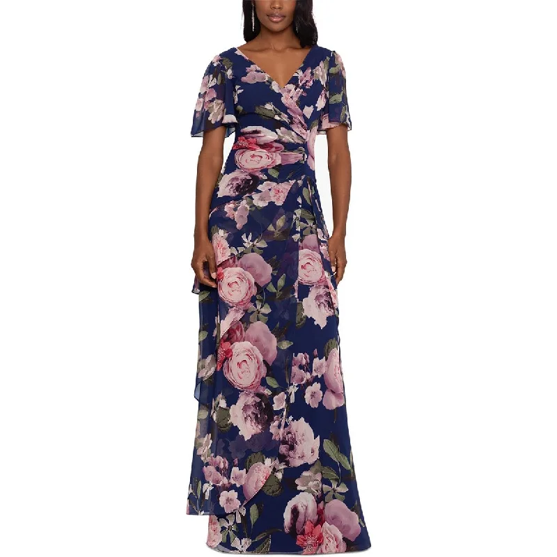 Xscape Womens Petites Chiffon Maxi Dress Comfortable T-Shirt Maxi Dress