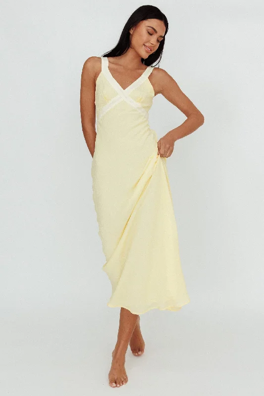 Zariah V-Neck Maxi Dress Yellow Comfortable Casual Maxi Dress