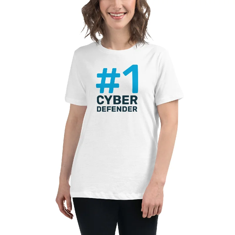 #1 Cyber Defender Women's Relaxed T-Shirt Fleece Nylon Spandex
