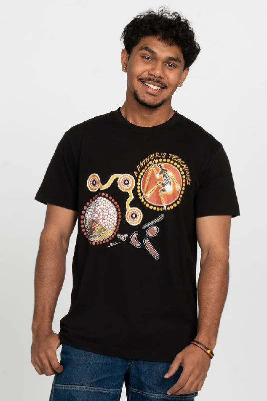 A Father's Teachings Black Cotton Crew Neck Unisex T-Shirt Rayon Velvet Corduroy