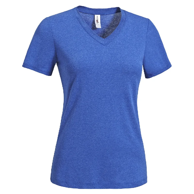 Expert Women's Dark Heather Royal V-Neck Tee Modern Contemporary Chic