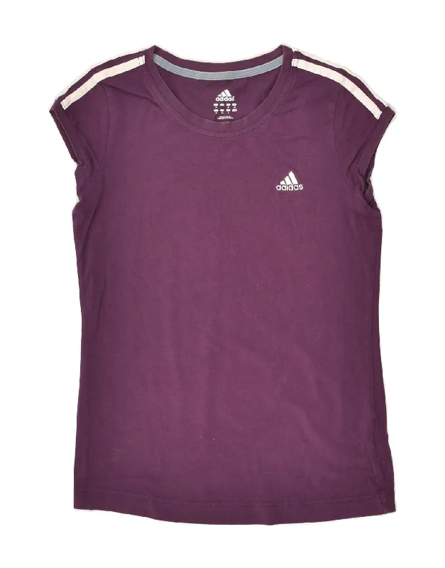 ADIDAS Womens T-Shirt Top UK 12 Medium Purple Cotton Cotton Fabric Linen Fabric Terry Fabric