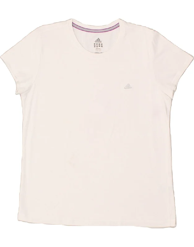 ADIDAS Womens T-Shirt Top UK 20/22 XL White Cotton Real Fur Shearling Chenille
