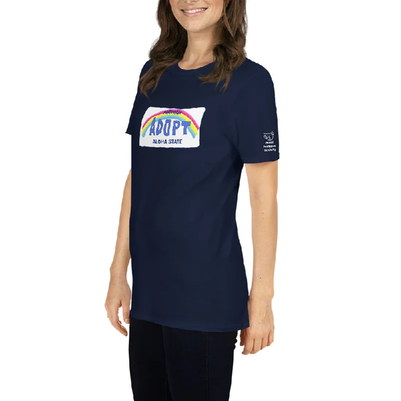 ADOPT Aloha State Plate Unisex T-Shirt ( Black / Navy / Dark Grey) Front Pockets Side Pockets Patch Pockets