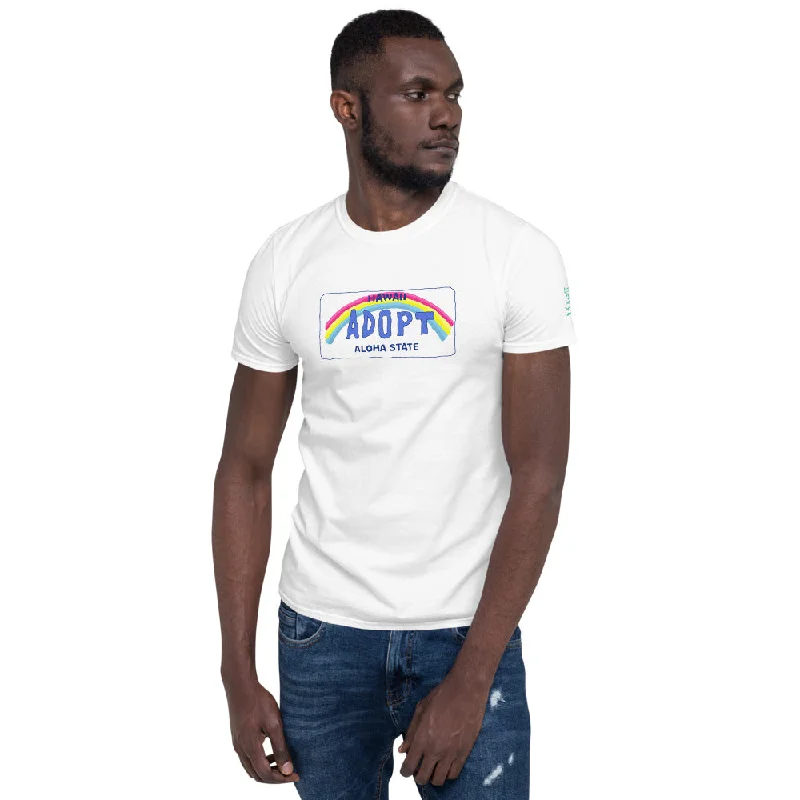 ADOPT Aloha State Plate Unisex T-Shirt  (white/grey only) Hooded Caped Shawl Collar