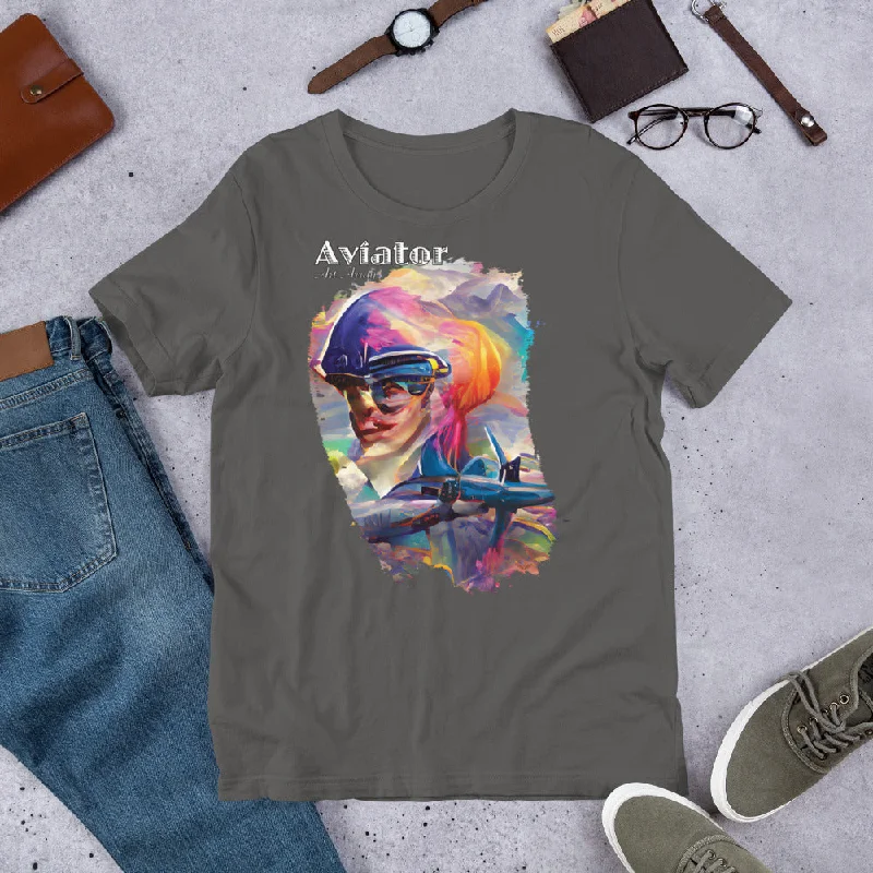 Aviator Art No. 1 short-sleeve unisex T-shirt (dark colors) Jersey Fabric Tulle Fabric Batik Fabric