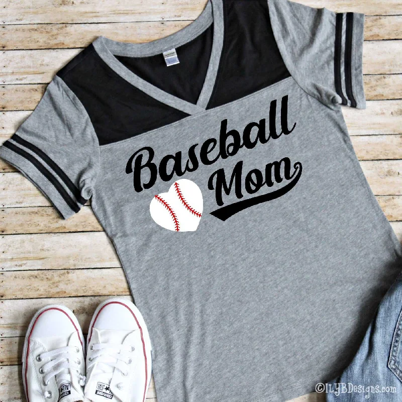 Baseball Mom Shirt - Personalized Baseball Mom T-shirt Boxy Fit Fitted Loose