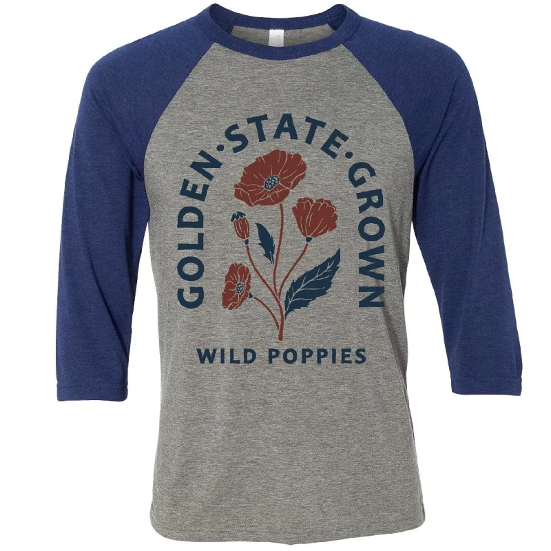 California Wild Poppies Baseball Tee Cashmere Blend Cotton Blend Poly Blend