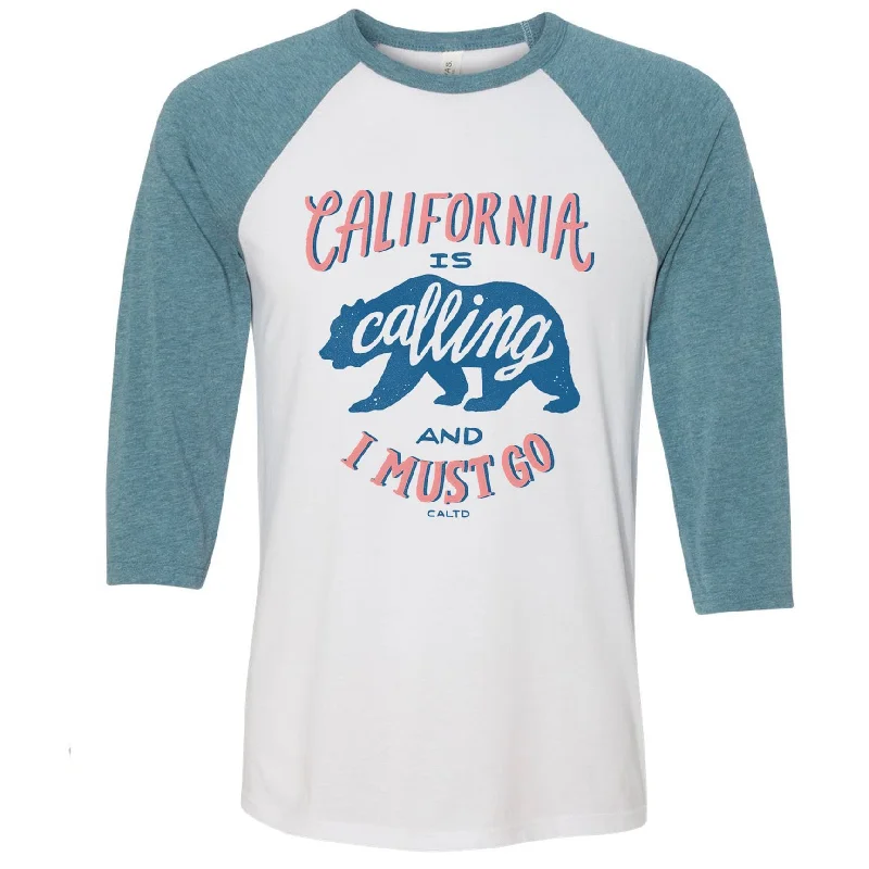 California Is Calling baseball tee Fleece Nylon Spandex