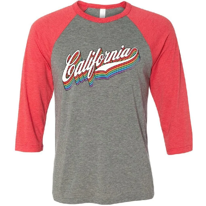 California Rainbow Baseball Tee Zippered Front Buttoned Front Snap Front