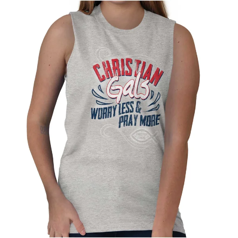 Christian Gals Sleeveless T-Shirt Embroidered Appliqued Beaded