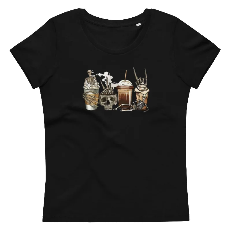 Coffee Women's fitted eco tee Thin T-Shirt Open Front Quick Dry