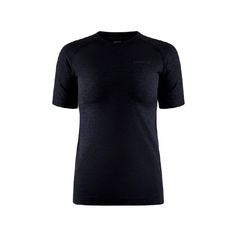 Craft Women's Core Dry Active Comfort SS Tee Black SS24 Zippered Front Buttoned Front Snap Front