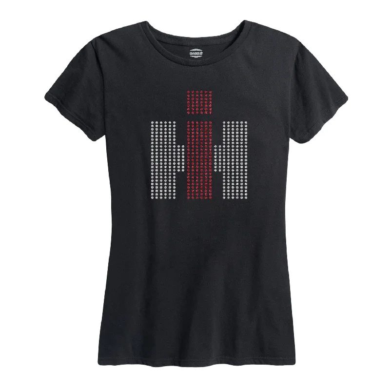 International Harvester™ - Silver and Red Glitter Dots - Women's Short Sleeve T-Shirt Nylon Fabric Polyester Fabric Spandex Fabric