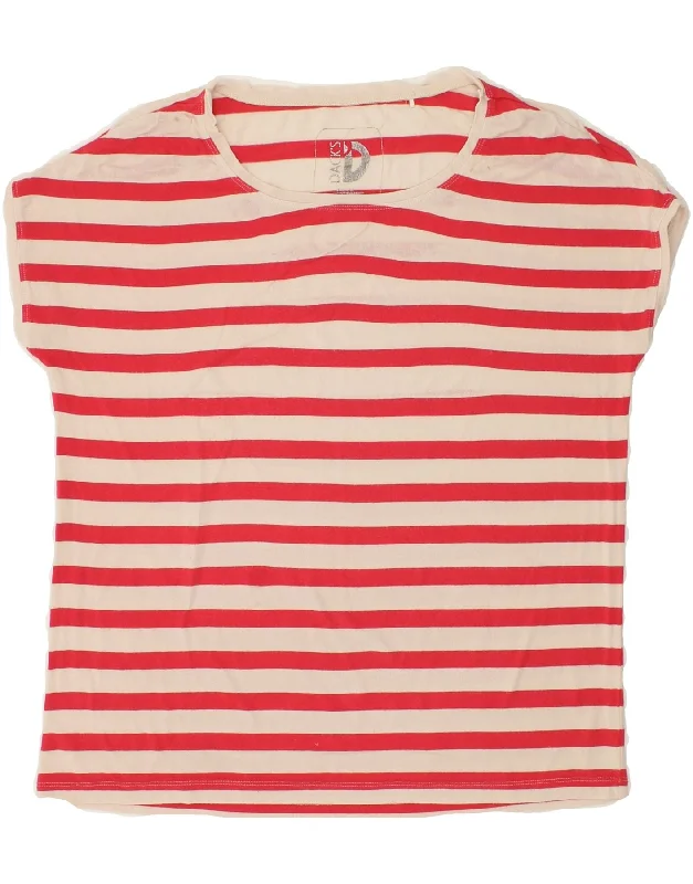 DACK'S Womens T-Shirt Top UK 10 Small Red Striped Basic T-Shirt Crew Neck Short Sleeve DACK'S Womens T-Shirt Top UK 10 Small Red Striped Basic T-Shirt Crew Neck Short Sleeve