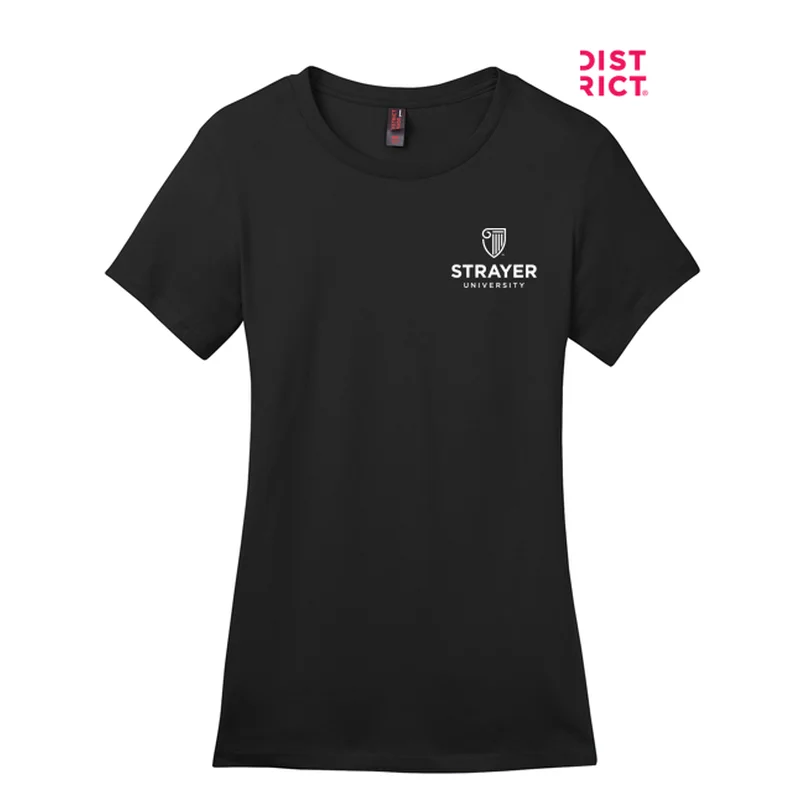 NEW STRAYER District ® Women’s Perfect Weight ® Tee-Black Welt Pockets Slit Pockets Flap Pockets