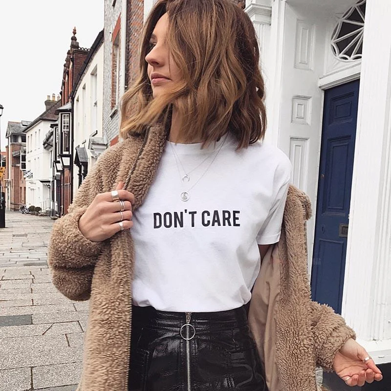 Don't Care Tee Collared T-Shirt Boat Neck A-Line