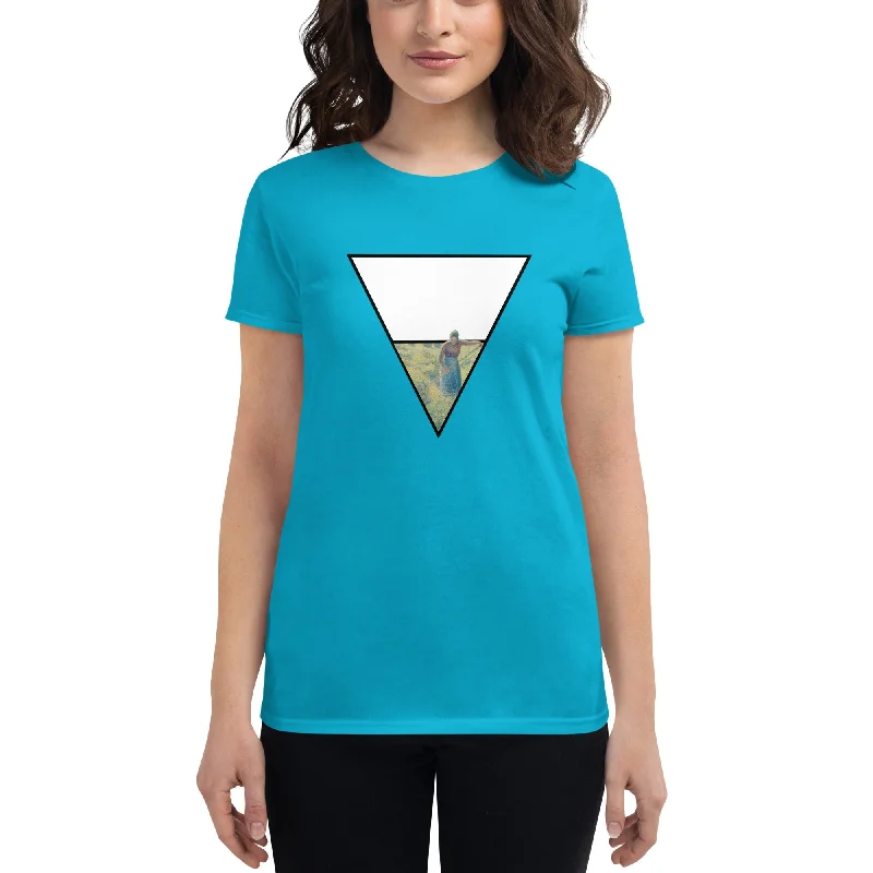 EARTH Women's T-Shirt Notch Collar Peter Pan Collar Cowl Neck