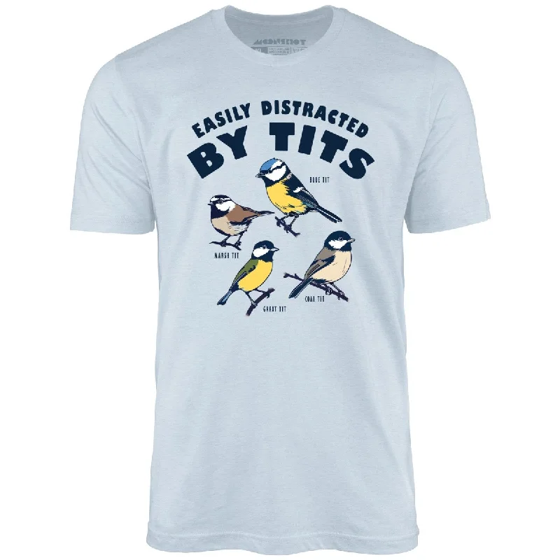 Easily Distracted Birds - Unisex T-Shirt V-Neck T-Shirt Long Sleeve Cotton