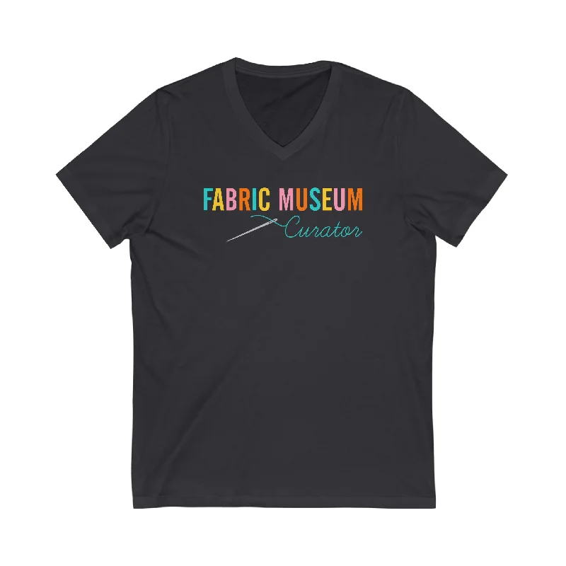 Fabric Museum Curator Unisex Jersey Short Sleeve V-Neck Tee Iron Safe Non-Iron Wrinkle Free