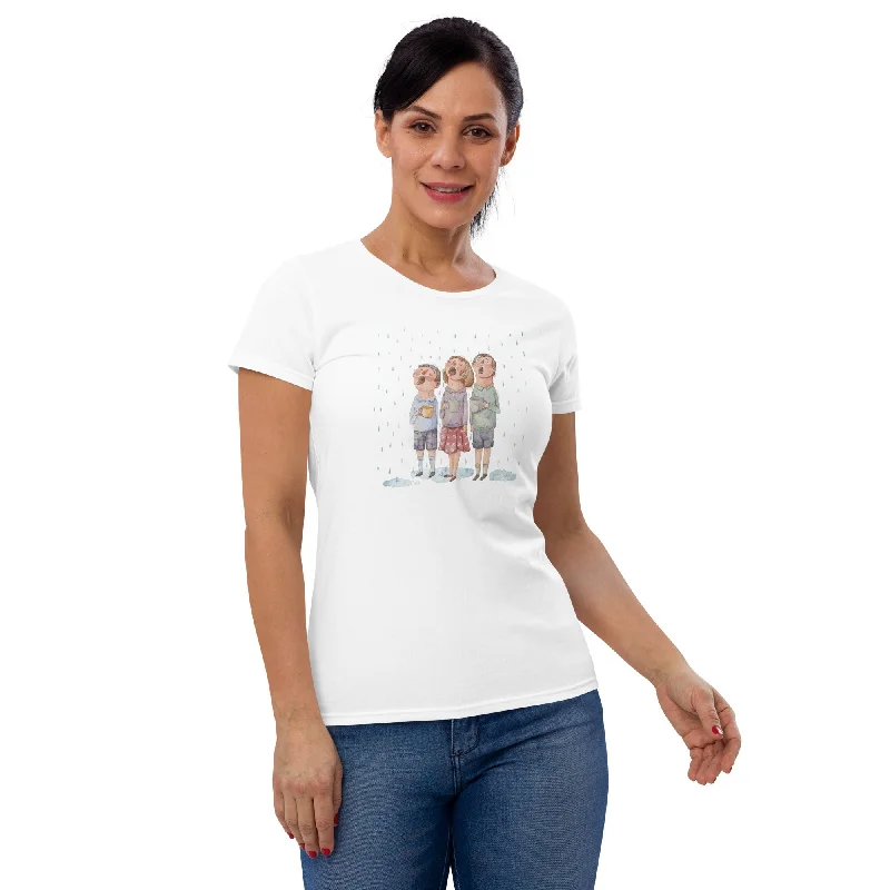 FILLING WET Women's T-Shirt Asymmetrical Pockets Print
