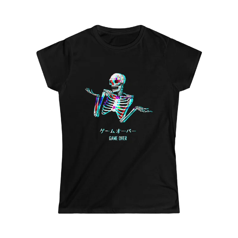 Game Over  - Women's Slim T-Shirt Satin Blend Silk Blend Wool Blend