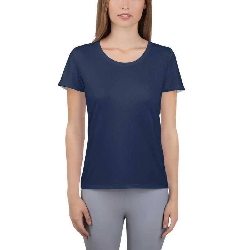 GG - Women's Athletic T-shirt - Navy Jersey Fabric Tulle Fabric Batik Fabric