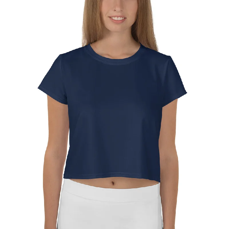 GG - Women's Crop Tee - Navy Houndstooth Herringbone Solid