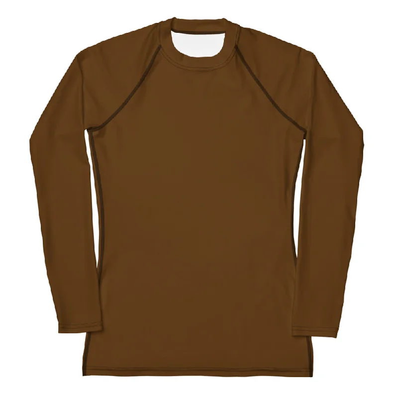 GG - Women's LS T-Shirt with Rash Guard - Brown Thin T-Shirt Open Front Quick Dry