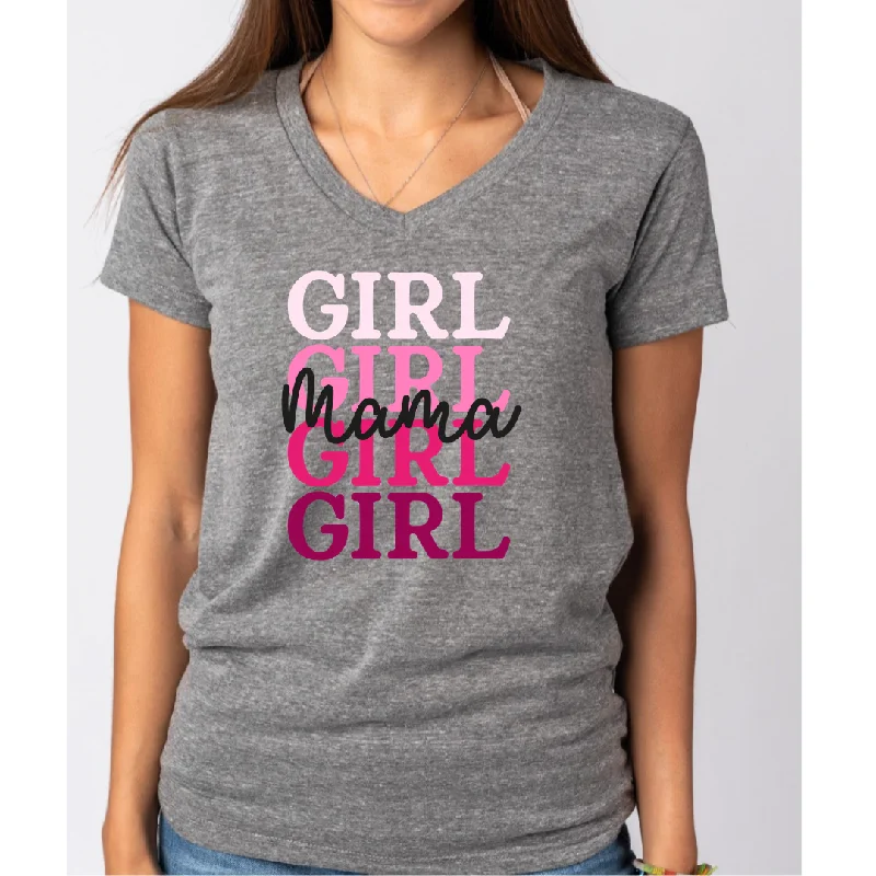 Girl's Mama Mother's Day themed Women's Ideal V-Neck Tee Mesh Blend Leather Blend Suede Blend