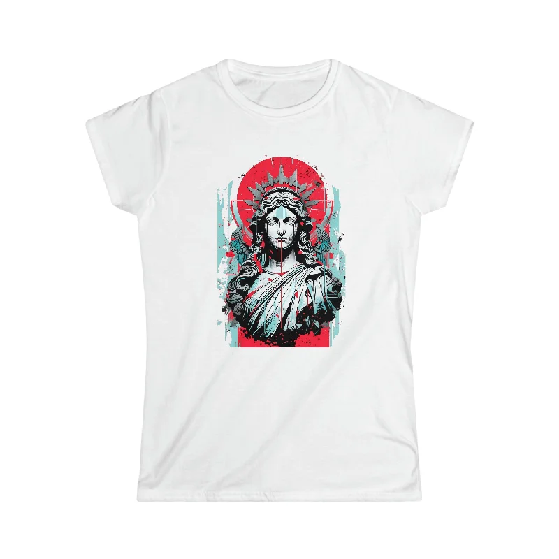 Glitch Goddess - Women's Slim T-Shirt Ribbed T-Shirt High Neck Heavyweight